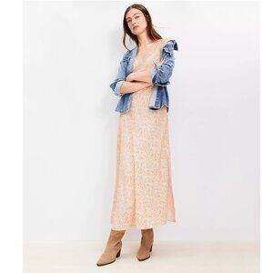 Loft Paisley Lace Trim Midi Slip Dress